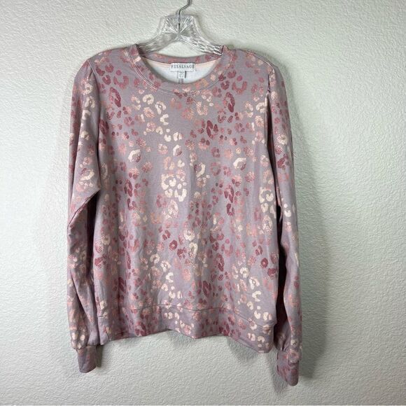 P.J Salvage Womens‎ Pajama Top Animal Print Long Sleeve Sleepwear Pink Small - Picture 1 of 6